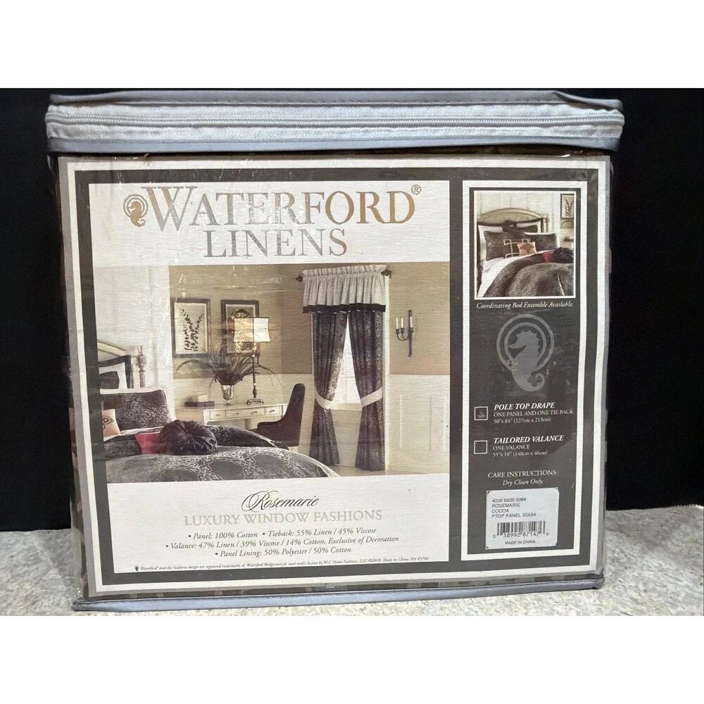 Waterford Fine Linen Rosemarie Pole Top Window Drape 50in X 84in-New!